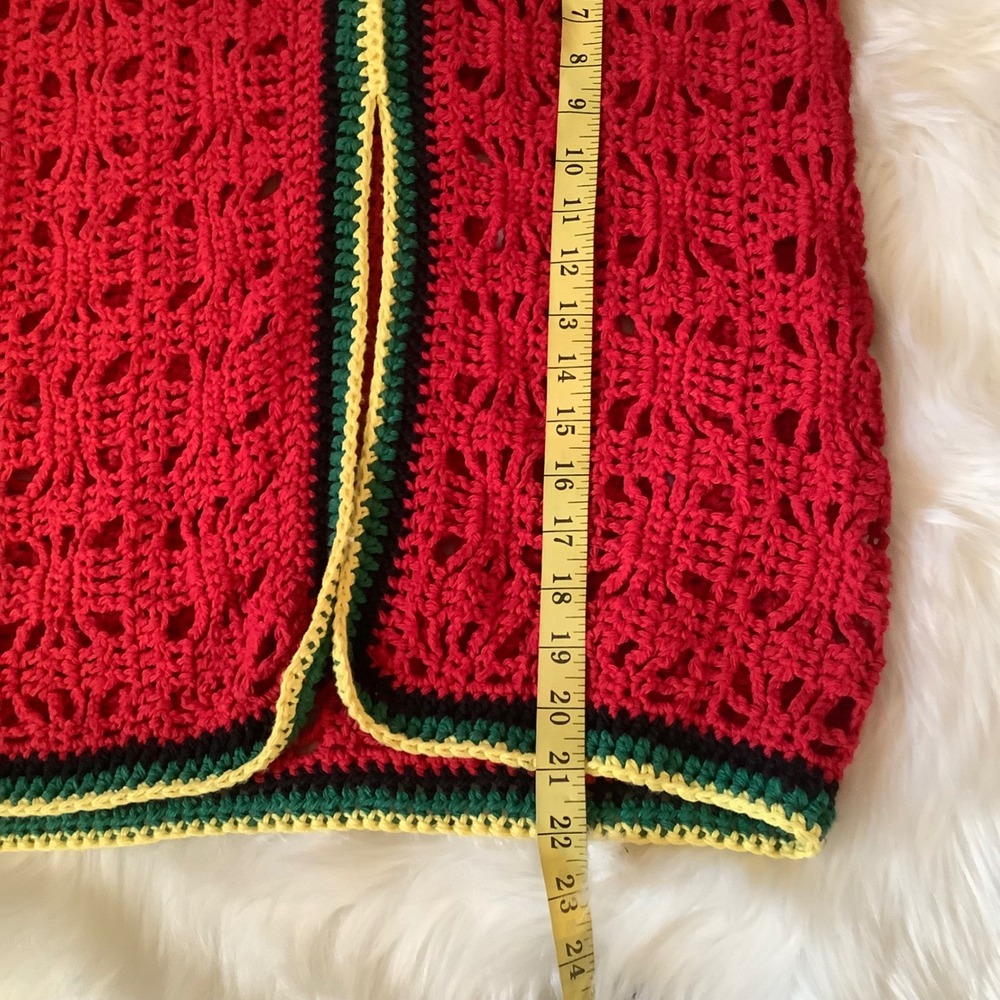 Handmade Crochet Rasta Halter Cover Up Red Green Yellow Swim Cover Up Small - Picture 13 of 13